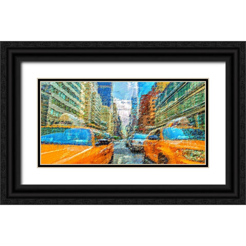 Taxi Black Ornate Wood Framed Art Print with Double Matting by Manlove, David