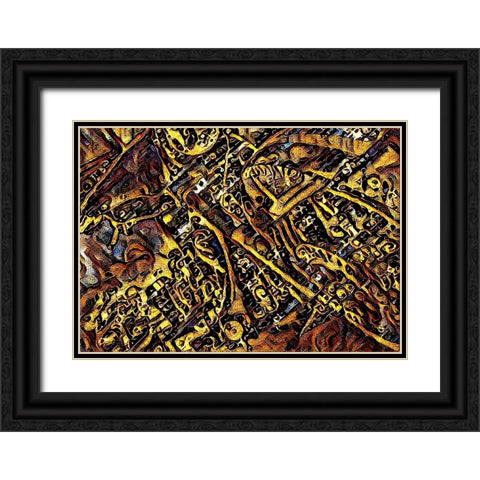 1HD1 Steampunk Black Ornate Wood Framed Art Print with Double Matting by Manlove, David