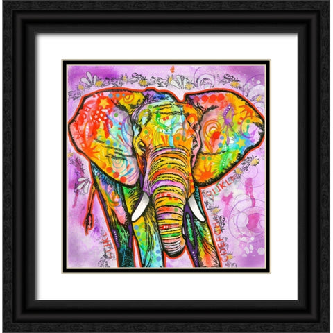 Elephant Black Ornate Wood Framed Art Print with Double Matting by Dean Russo Collection
