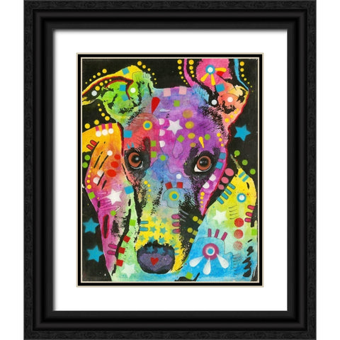 Curious Greyhound Black Ornate Wood Framed Art Print with Double Matting by Dean Russo Collection
