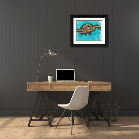 Turtle Black Ornate Wood Framed Art Print with Double Matting by Dean Russo Collection
