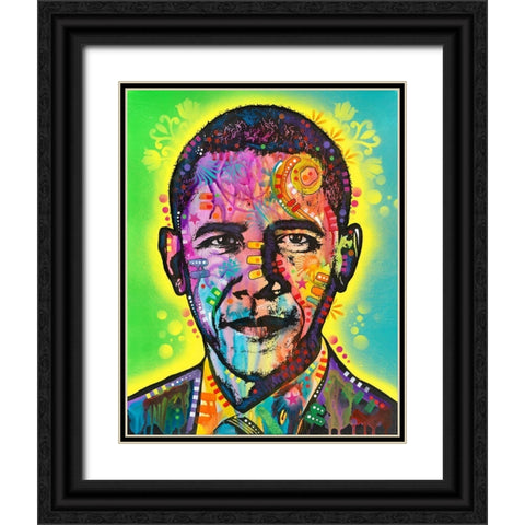 Obama Black Ornate Wood Framed Art Print with Double Matting by Dean Russo Collection
