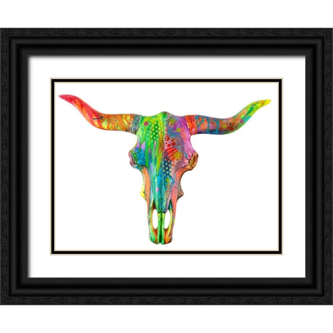 Longhorn Black Ornate Wood Framed Art Print with Double Matting by Dean Russo Collection