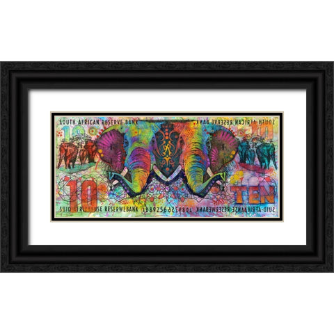 Elephants Black Ornate Wood Framed Art Print with Double Matting by Dean Russo Collection