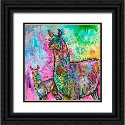 Psychedelic Llama Black Ornate Wood Framed Art Print with Double Matting by Dean Russo Collection