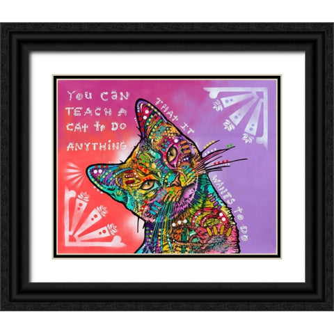 You can teach a cat Black Ornate Wood Framed Art Print with Double Matting by Dean Russo Collection