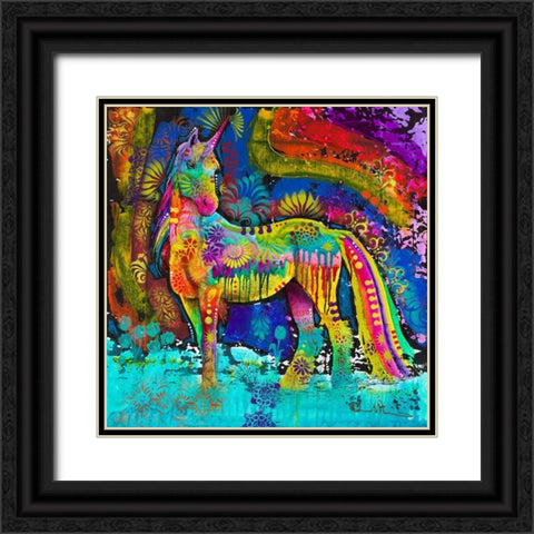 Oddesy Unicorn Black Ornate Wood Framed Art Print with Double Matting by Dean Russo Collection