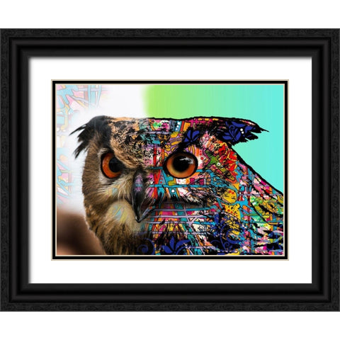 Exposed Owl Black Ornate Wood Framed Art Print with Double Matting by Dean Russo Collection