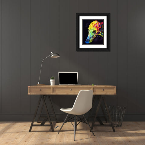 Greyhound Black Ornate Wood Framed Art Print with Double Matting by Dean Russo Collection