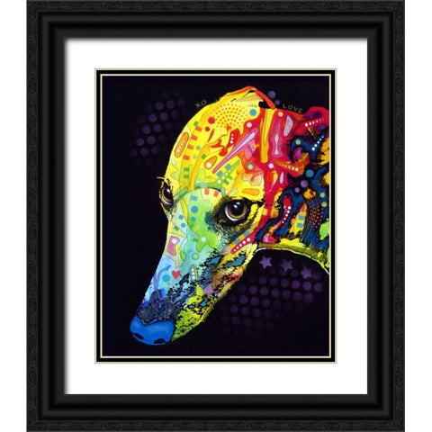Greyhound Black Ornate Wood Framed Art Print with Double Matting by Dean Russo Collection