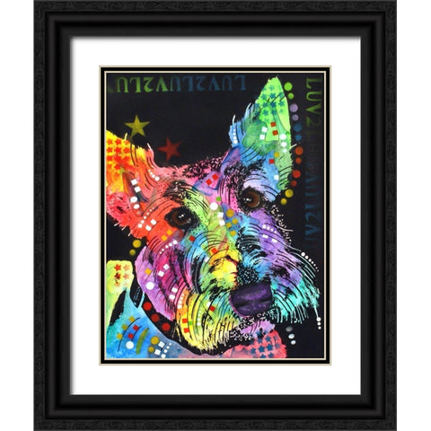 Scottish Terrier Black Ornate Wood Framed Art Print with Double Matting by Dean Russo Collection