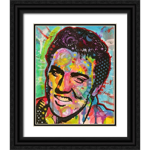 Elvis Black Ornate Wood Framed Art Print with Double Matting by Dean Russo Collection