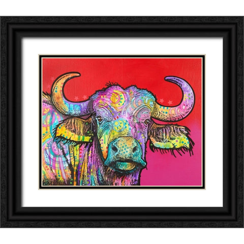 Wildebeest Black Ornate Wood Framed Art Print with Double Matting by Dean Russo Collection