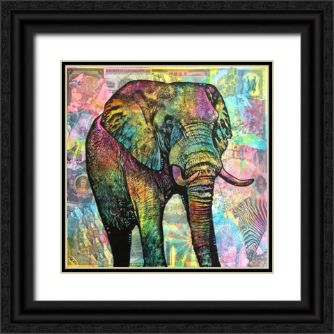 Elephant Torn Black Ornate Wood Framed Art Print with Double Matting by Dean Russo Collection