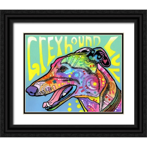 Greyhound Luv Black Ornate Wood Framed Art Print with Double Matting by Dean Russo Collection