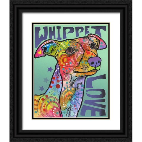 Whippet Love Black Ornate Wood Framed Art Print with Double Matting by Dean Russo Collection