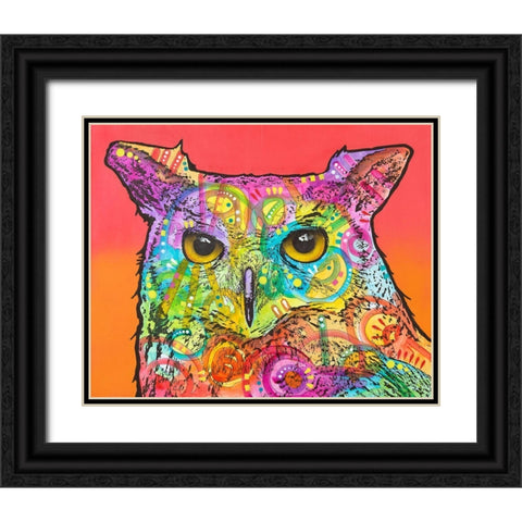 Red Owl Black Ornate Wood Framed Art Print with Double Matting by Dean Russo Collection