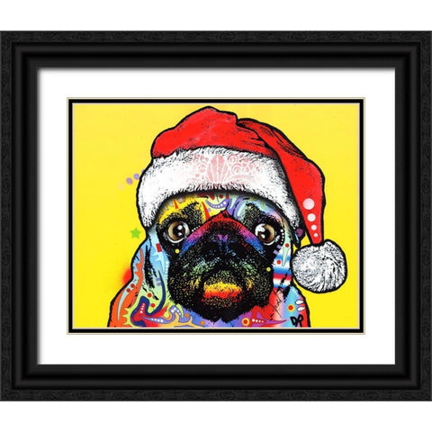 Pug Christmas Edition Black Ornate Wood Framed Art Print with Double Matting by Dean Russo Collection