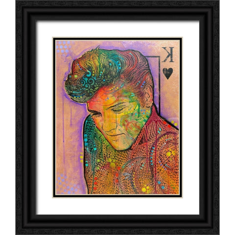 Elvis - King of Hearts Black Ornate Wood Framed Art Print with Double Matting by Dean Russo Collection