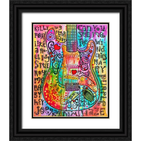 Jimmies Guitar Black Ornate Wood Framed Art Print with Double Matting by Dean Russo Collection