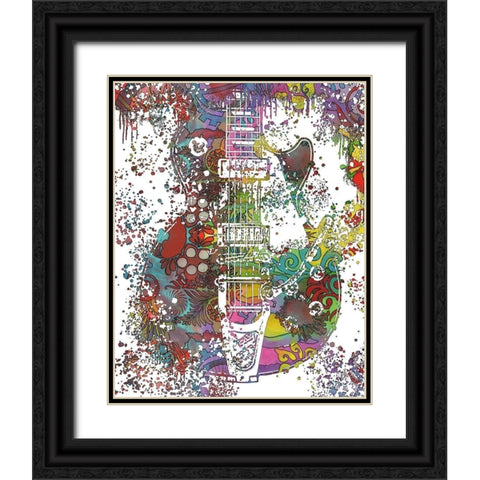 Les Paul Whammy Black Ornate Wood Framed Art Print with Double Matting by Dean Russo Collection