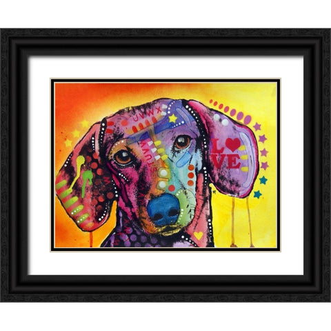 Tilt Dachshund Love Black Ornate Wood Framed Art Print with Double Matting by Dean Russo Collection