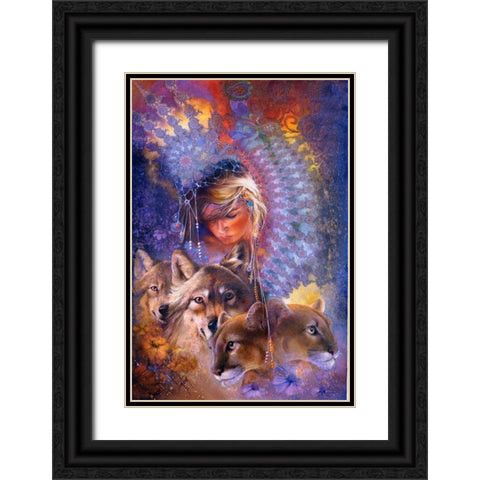 Iris Black Ornate Wood Framed Art Print with Double Matting by Lund, Denton