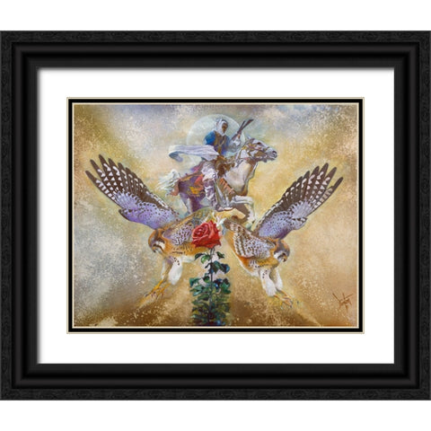 Desert Rose Black Ornate Wood Framed Art Print with Double Matting by Lund, Denton