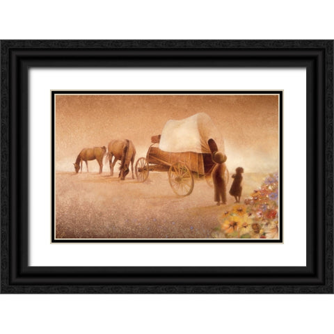 Sunset, The Endless Horizon Black Ornate Wood Framed Art Print with Double Matting by Lund, Denton
