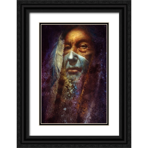 Gray Feather Black Ornate Wood Framed Art Print with Double Matting by Lund, Denton