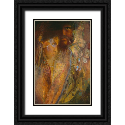 Gypsy Sunset Black Ornate Wood Framed Art Print with Double Matting by Lund, Denton