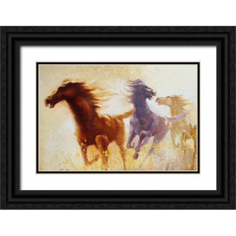 Wildflower Run Black Ornate Wood Framed Art Print with Double Matting by Lund, Denton