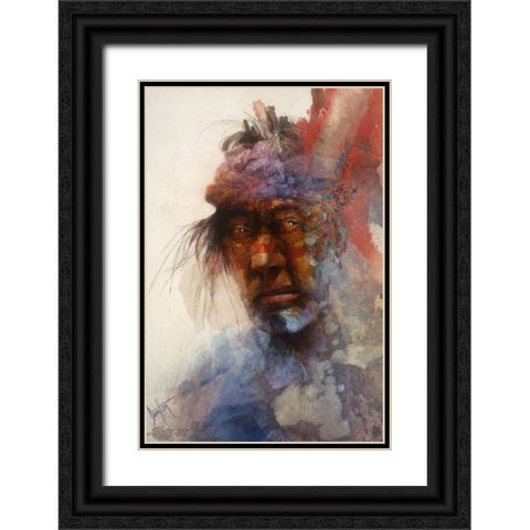 American Indian Black Ornate Wood Framed Art Print with Double Matting by Lund, Denton