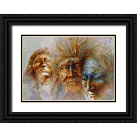 Three Chiefs Black Ornate Wood Framed Art Print with Double Matting by Lund, Denton