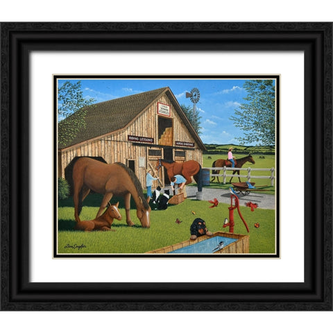 Old Town Stables Black Ornate Wood Framed Art Print with Double Matting by Engler, Don