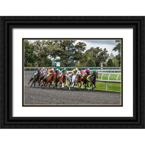 Into The Home Stretch Black Ornate Wood Framed Art Print with Double Matting by Galloimages Online