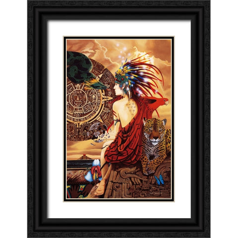 Aztec Dawn Black Ornate Wood Framed Art Print with Double Matting by Stevenson, Graeme