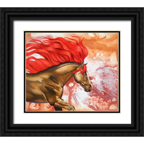 Blood Of The Stallion Black Ornate Wood Framed Art Print with Double Matting by Stevenson, Graeme