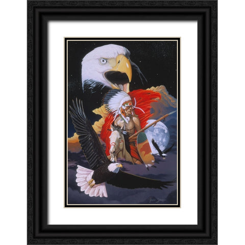 Eagle Warrior Black Ornate Wood Framed Art Print with Double Matting by Stevenson, Graeme