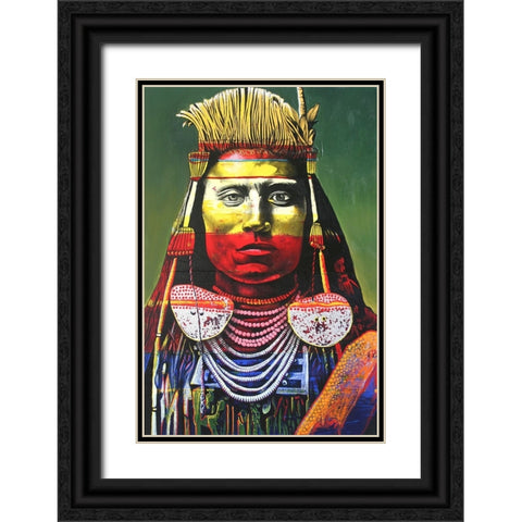 Indian Chief Black Ornate Wood Framed Art Print with Double Matting by Stevenson, Graeme