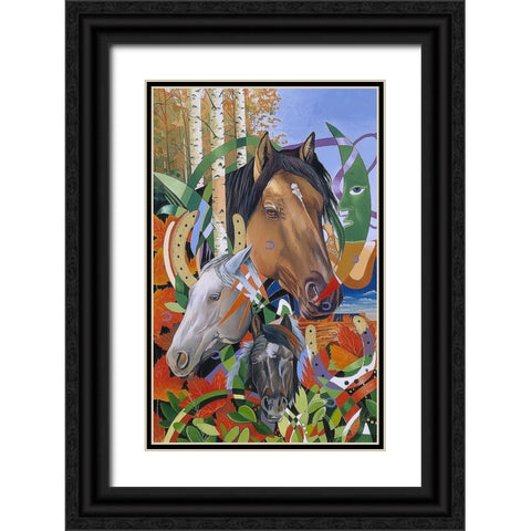 Mustang Dreams Black Ornate Wood Framed Art Print with Double Matting by Stevenson, Graeme