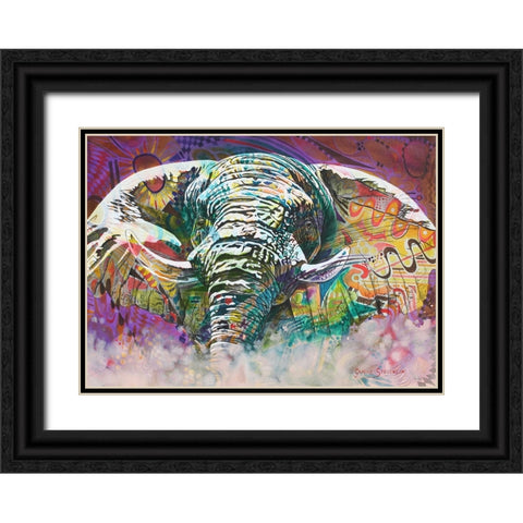 Psycodelic Ele Black Ornate Wood Framed Art Print with Double Matting by Stevenson, Graeme