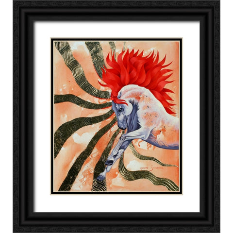 Red Stallion Black Ornate Wood Framed Art Print with Double Matting by Stevenson, Graeme