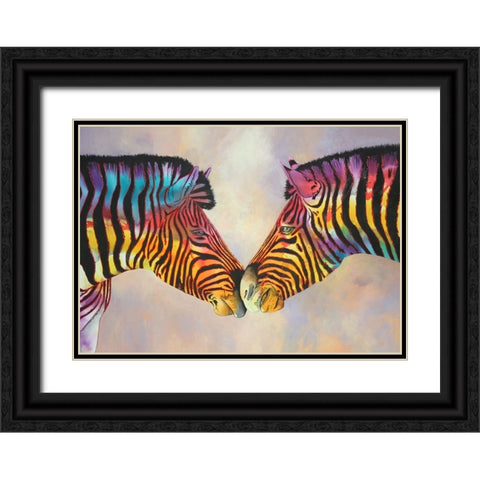 Spectrum Zebras Black Ornate Wood Framed Art Print with Double Matting by Stevenson, Graeme