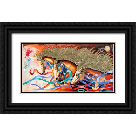 Stallions Of The Gods Black Ornate Wood Framed Art Print with Double Matting by Stevenson, Graeme