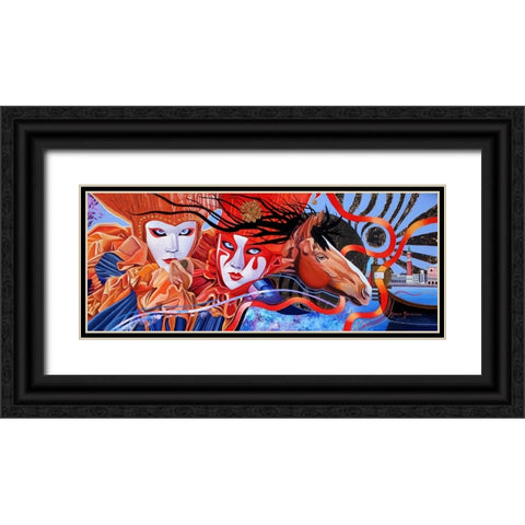 Venetian Masqurade Black Ornate Wood Framed Art Print with Double Matting by Stevenson, Graeme