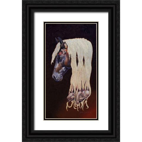Watching Over Me Black Ornate Wood Framed Art Print with Double Matting by Stevenson, Graeme