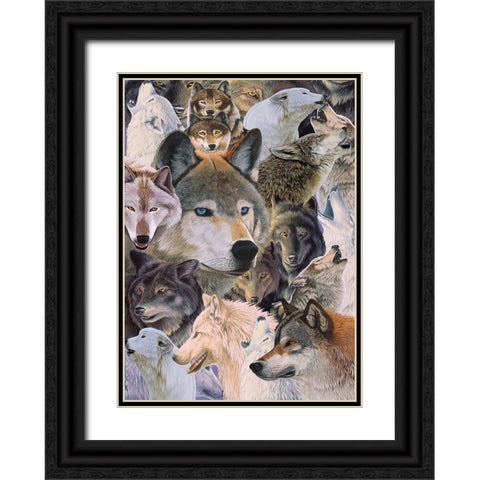 Wolves Alive Black Ornate Wood Framed Art Print with Double Matting by Stevenson, Graeme