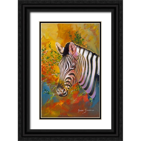 Zebra Days Black Ornate Wood Framed Art Print with Double Matting by Stevenson, Graeme