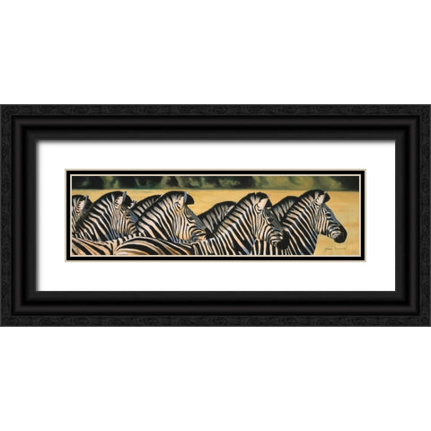 Zebras Black Ornate Wood Framed Art Print with Double Matting by Stevenson, Graeme